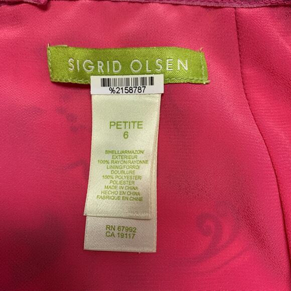 Sigrid Olsen Pink Orange Floral Flounce Midi Skirt Y2k Sz 6 Petite - Picture 4 of 4